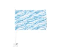Drapeau abstrait bleu clair vagues d'eau voiture voiture clip extérieur fenêtre clip 30 x 45 cm double face décoration de voiture