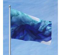 Drapeau abstrait bleu comme une vague - 1,2 x 1,8 m - Drapeaux amusants pour toutes les saisons - Pour décoration de dortoir, fête en plein air
