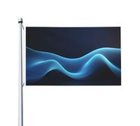 Drapeau abstrait bleu lumineux à pois et lignes ondulées, 91 x 152 cm, bannière de vœux avec œillets, décoration d'intérieur ou d'extérieur