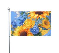 Drapeau abstrait d'été tournesols - 90 x 150 cm - Double face en polyester avec œillets métalliques - Résistant à la décoloration - Léger - Pour cour, balcon, pelouse, fête, décoration extérieure