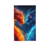Drapeau abstrait dragon de feu 9,6 x 1,5 m - Long drapeau de jardin double face pour maison, cour, extérieur et intérieur - Décoration de fête