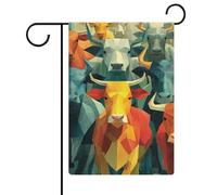 Drapeau abstrait géométrique de vaches de jardin saisonnières en toile de jute double face pour maison, cour, drapeaux extérieurs 30,5 x 45,7 cm
