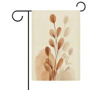 Drapeau abstrait minimaliste botanique doux bio bohème jardin saisonnier vacances toile de jute double face maison cour drapeaux extérieurs 32 x 47 cm