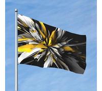 Drapeau abstrait noir, blanc, jaune - 1,2 x 1,8 m - Drapeaux amusants pour toutes les saisons - Pour décoration de dortoir, fête en plein air