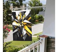 Drapeau abstrait noir blanc jaune 61 x 91 cm pour extérieur intérieur printemps été automne hiver drapeaux de jardin avec œillets verticaux double face drapeaux de vacances bannière pour décorations