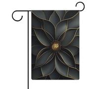 Drapeau abstrait noir doré géométrique fleur jardin saisonnier vacances toile de jute double face maison cour drapeaux extérieurs 30,5 x 45,7 cm