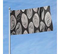 Drapeau abstrait noir et argenté pour toutes les saisons - Pour décoration de dortoir, fête en plein air - 91 x 152 cm