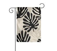 Drapeau abstrait noir feuilles de palmier bio minimaliste 30 x 45 cm vertical double face ferme vacances décorations extérieures drapeau cour