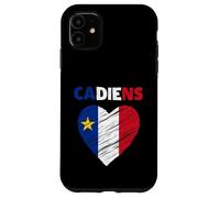 Drapeau acadien en forme de cœur gribouillé - Fiers patrimoine acadien français Coque pour iPhone 11