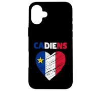 Drapeau acadien en forme de cœur gribouillé - Fiers patrimoine acadien français Coque pour iPhone 16 Plus