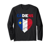 Drapeau acadien en forme de cœur gribouillé - Fiers patrimoine acadien français Manche Longue