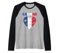 Drapeau acadien en forme de cœur gribouillé - Fiers patrimoine acadien français Manche Raglan