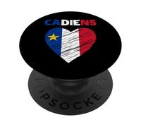 Drapeau acadien en forme de cœur gribouillé - Fiers patrimoine acadien français PopSockets PopGrip Adhésif