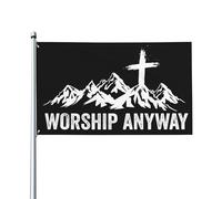 Drapeau « Adorez quand même » - Citation inspirante sur la foi chrétienne - Bannière extérieure 90 x 150 cm pour pelouse, porche ou balcon