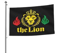 Drapeau africain 3 x 5 pieds Roi du Lion Judah Rasta Rastafari Jamaïque Reggae Drapeau de maison noir résistant à la décoloration pour pelouse extérieure - Drapeaux de bateau aux couleurs vives et rés