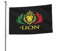 Drapeau africain Roi du Lion Judah Rasta Rastafari Jamaïque Reggae Noir Drapeau de jardin Non résistant à la décoloration pour jardin extérieur - Drapeaux de plage en polyester œillets renforcés, 3 x