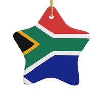 Drapeau Afrique du Sud Arbre de Noël en céramique à suspendre - Décoration en forme d'étoile Pendentif - pour ornements de Noël, souvenir