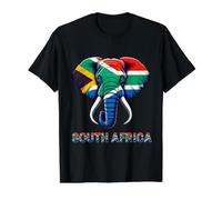 Drapeau Afrique du Sud Elephant Art African Wildlife Pride T-Shirt Graphique avec Valeur, Homme, Noir, XL