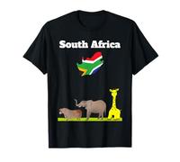 Drapeau Afrique du Sud Souvenir Safari éléphant Hippopotame Girafe T-Shirt