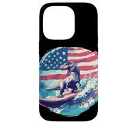 Drapeau agitant et dinosaure surf pour surfeur patriotique Coque pour iPhone 14 Pro