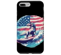Drapeau agitant et dinosaure surf pour surfeur patriotique Coque pour iPhone 7 Plus/8 Plus