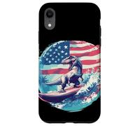 Drapeau agitant et dinosaure surf pour surfeur patriotique Coque pour iPhone XR