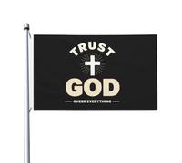 Drapeau « Aie confiance en Dieu avant tout » pour chambre d'adolescent, drapeau vintage double face pour jardin, 90 x 150 cm, tapisserie « Aie confiance en Dieu avant tout » pour chambre