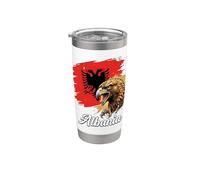 Drapeau aigle albanais féroce motif patriote Gobelet isotherme en acier inoxydable double paroi