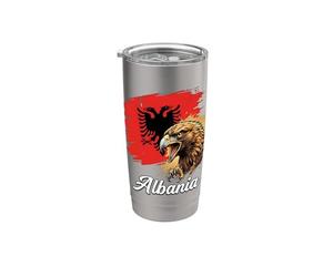 Drapeau aigle albanais féroce motif patriote Gobelet isotherme en acier inoxydable double paroi