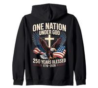 Drapeau Aigle One Nation Under God 250 Years Blessed 1776-2026 Sweat à Capuche