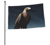 Drapeau Aigle sous les étoiles - 61 x 91 cm - Impression double face - Drapeau de jardin pour l'extérieur - Bannière cadeau avec œillets - Toile de fond pour photo pour décoration intérieure et