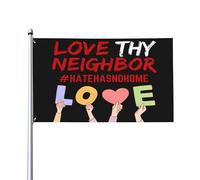 Drapeau « Aime ton prochain » 3 x 5 - Aucune exception - Message chrétien - Panneau de jardin, bannière de jardin extérieur
