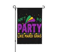 Drapeau « Aint No Party Like Mardi-Gras » 12 x 18, bannière de jardin double face, sans drapeau