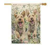 Drapeau Airedale Terrier pour maison de chien 71,1 x 101,6 cm double face, jolies fleurs florales avant cour arrière drapeaux verticaux en toile de jute pour animaux de compagnie, décoration