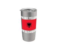 Drapeau albanais avec citation « I'm Not Yelling » Gobelet isotherme en acier inoxydable double paroi