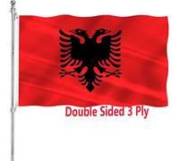 Drapeau albanais double face de 7,6 x 12,7 cm pour extérieur 3 plis en polyester 200D robuste et toile durable