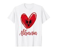 Drapeau albanais mignon en forme de cœur pour filles T-Shirt