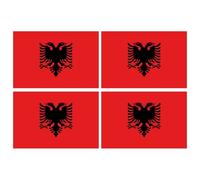 Drapeau Albanie - 4 Stickers - 9.5 X 6.3 Cm - Sticker/Autocollant
