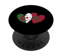 Drapeau Algérie Maroc Cœurs Algérie Maroc Amitié PopSockets PopGrip Adhésif
