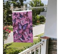 Drapeau « All butterflies are on purple background » - 61 x 91 cm - Pour extérieur et intérieur - Pour le printemps, l'été, l'automne et l'hiver - Drapeaux de jardin avec œillets verticaux double face