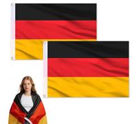 Drapeau Allemagne 90x150 cm lot de 2 Drapeau allemand extérieur et intérieur avec illets renforcés, couleurs vives, polyester résistant pour jardin, voiture, événements sportifs