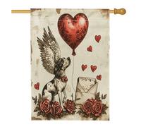 Drapeau allemand à poil court pour la Saint-Valentin, 71 x 101 cm, double face pour décoration extérieure, chiot vintage en lin pour maison, amant, petit drapeau de pelouse de jardin