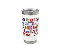 Drapeau alphabet pays du monde lettres géographie Gobelet isotherme en acier inoxydable double paroi