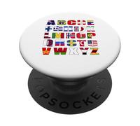 Drapeau Alphabet Pays du Monde Lettres géographie PopSockets PopGrip Adhésif