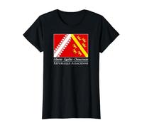 Drapeau Alsace Devise République Alsacienne Choucroute T-Shirt Graphique avec Valeur, Femme, Noir, M