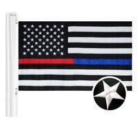 Drapeau américain 0,9 x 1,5 m avec étoiles brodée, cousu Rayures et à long terme en nylon Thin Blue + Red USA (Embroidered)