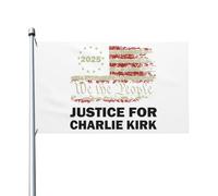 Drapeau américain 2025 « Nous, le peuple, justice pour Charlie Kirk », 90 x 150 cm, double face, pour extérieur, blanc