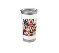 Drapeau américain « 250 Years Of Blessings » - Dieu d'une nation Gobelet isotherme en acier inoxydable double paroi
