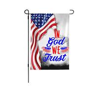 Drapeau américain 28x40 « Dieu Jésus » double face « En Dieu nous avons confiance », drapeau de jardin chrétien « Croire en Jésus », drapeau de maison, décoration de ferme, sans mât