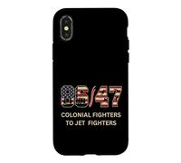 Drapeau américain 86/47 Colonial et Fighter Jet Patriots 86 47 Coque pour iPhone X/XS